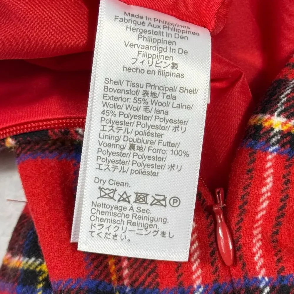 J. Crew Wool Blend A-Line‎ Mini Skirt Red Tartan Plaid Women's 10 Preppy Gossip